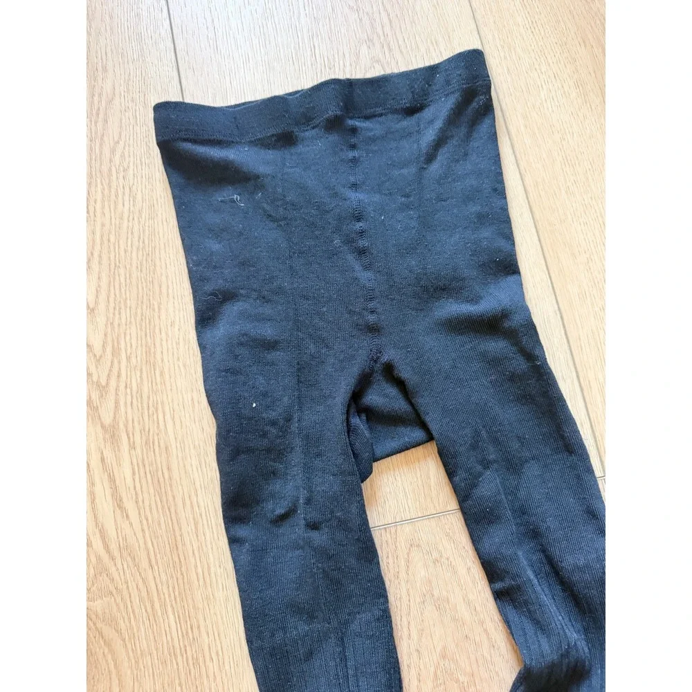 MeMoi Black Ribbed Knit Footed Tights MJB-300 Size S/M